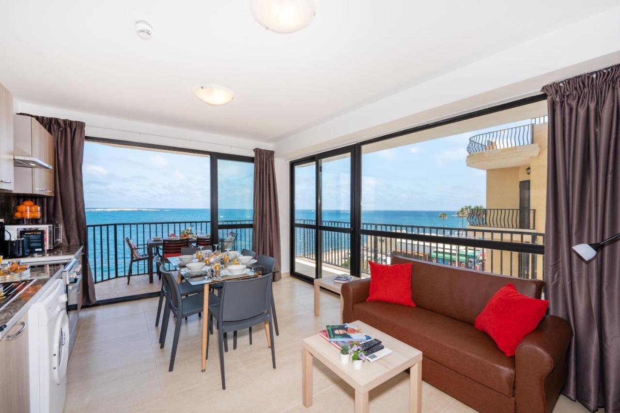 Islet Promenade Seafront Apartment With Large Corner Terrace By Getawaysmalta St. Paul's Bay Ngoại thất bức ảnh